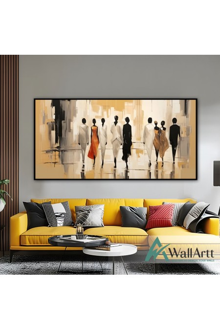 Dressed Women Textured Partial Oil Painting - Wall Art