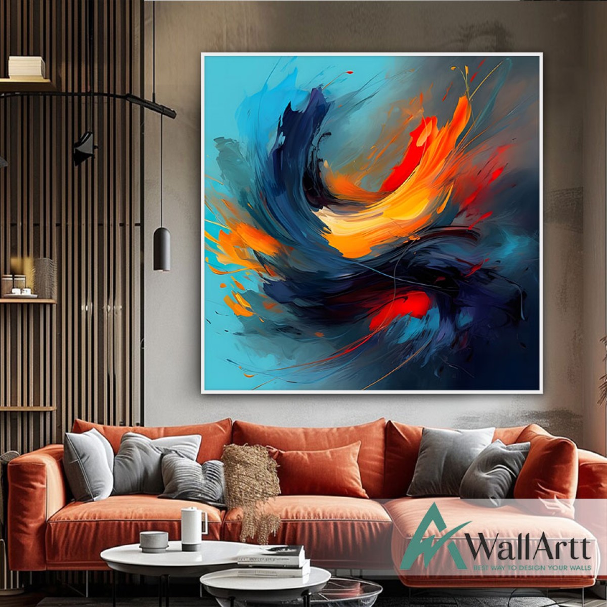 Abstract Color Waves Textured Partial Oil Painting - Wall Art