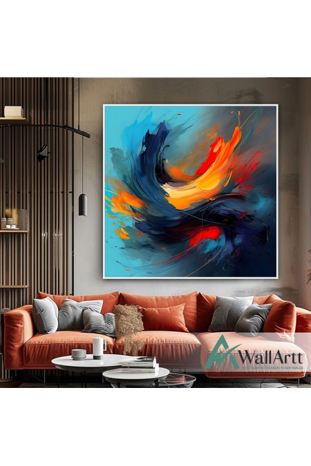 Abstract Color Waves Textured Partial Oil Painting - Wall Art