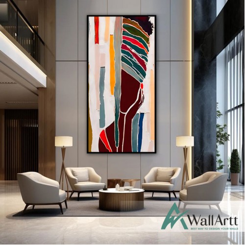 Abstract African Woman Textured Partial Oil Painting - Wall Art