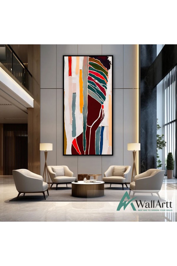 Abstract African Woman Textured Partial Oil Painting - Wall Art