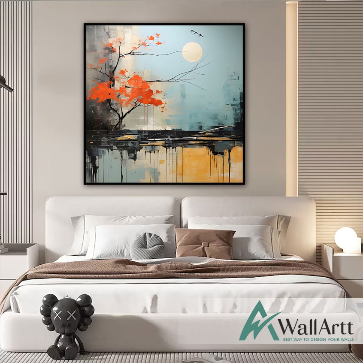 Abstract Orange Tree II Textured Partial Oil Painting - Wall Art