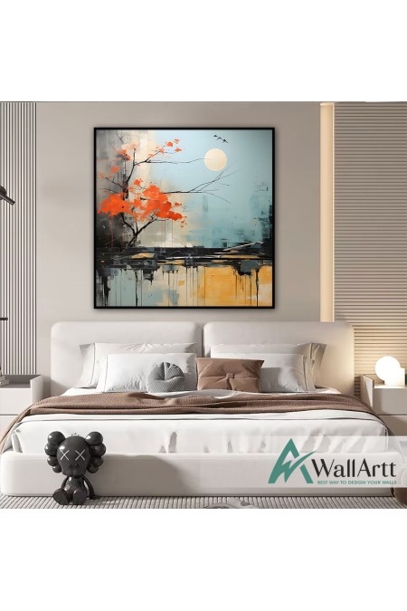 Abstract Orange Tree II Textured Partial Oil Painting - Wall Art