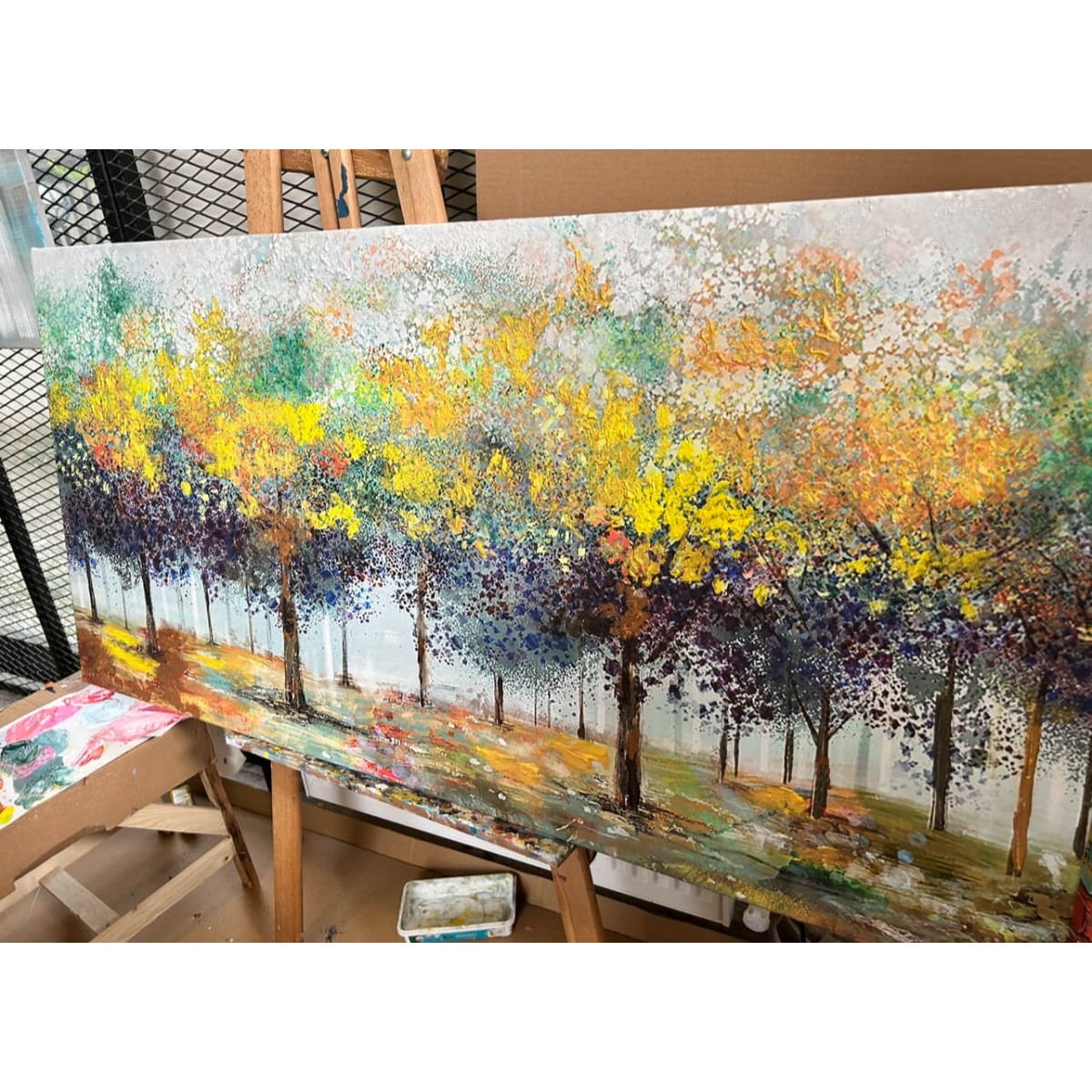 Abstract Colorful Trees Textured Partial Oil Painting