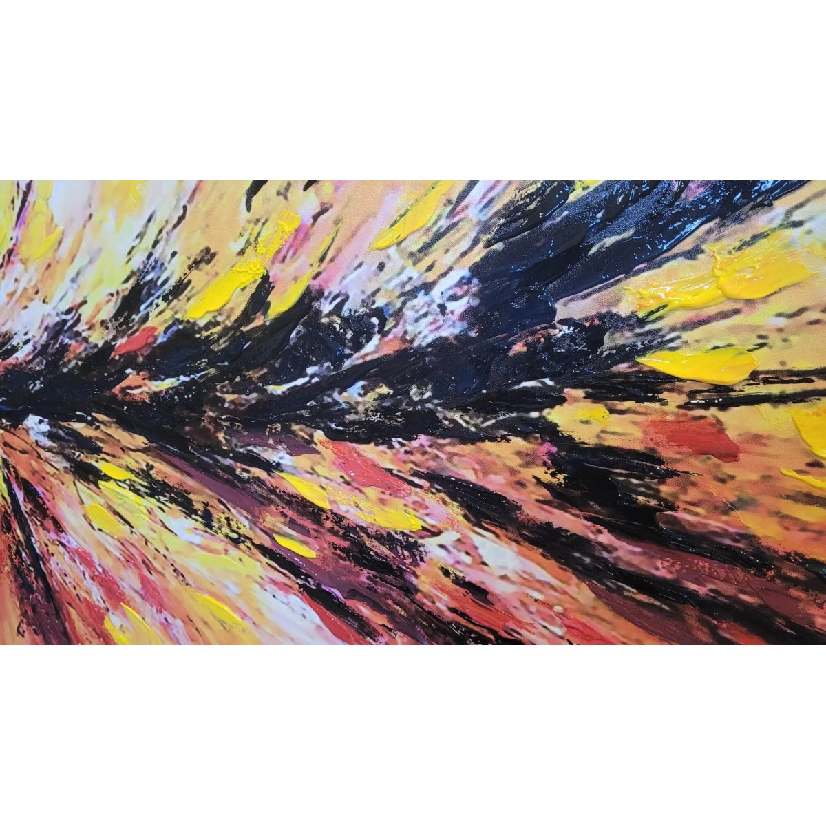Abstract Orange Explosion Textured Partial Oil Painting