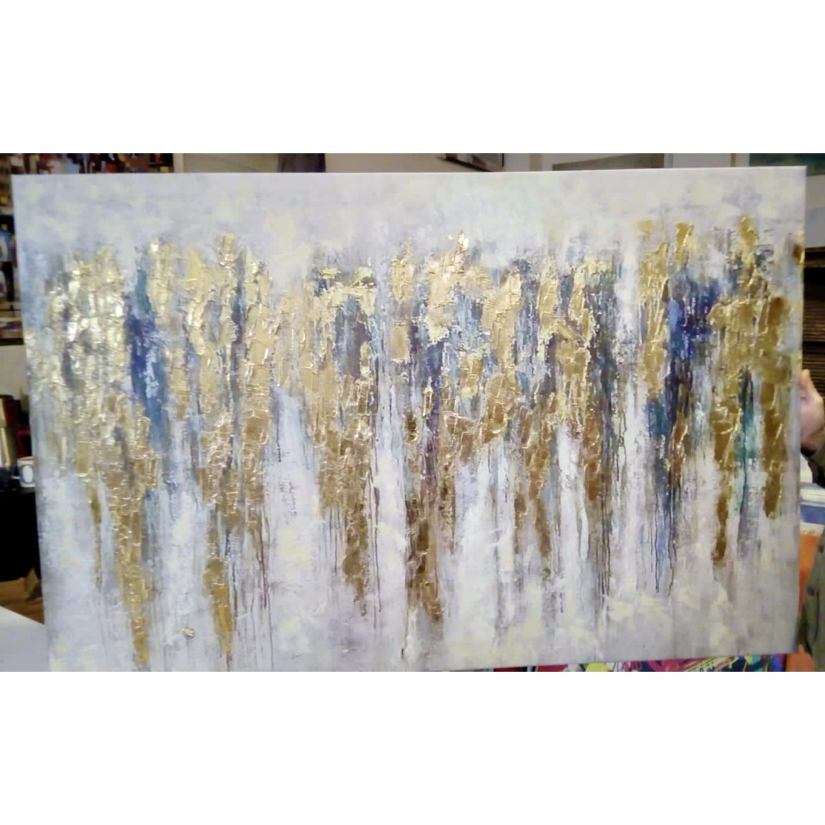 Golden Rain Abstract Textured Partial Oil Painting