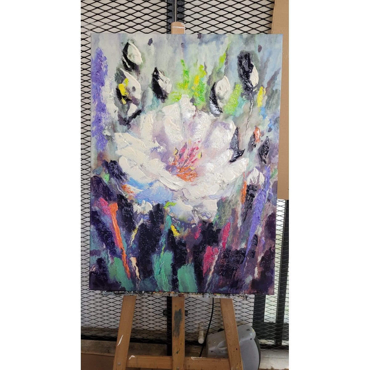 Colorfull Flowers Abstract Textured Partial Oil Painting