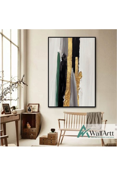 Dark Green Abstract Textured Partial Oil Painting