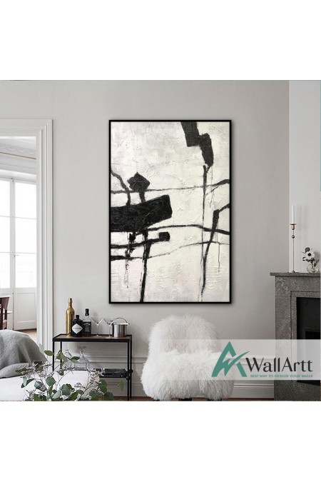 White Black II Abstract Textured Partial Oil Painting