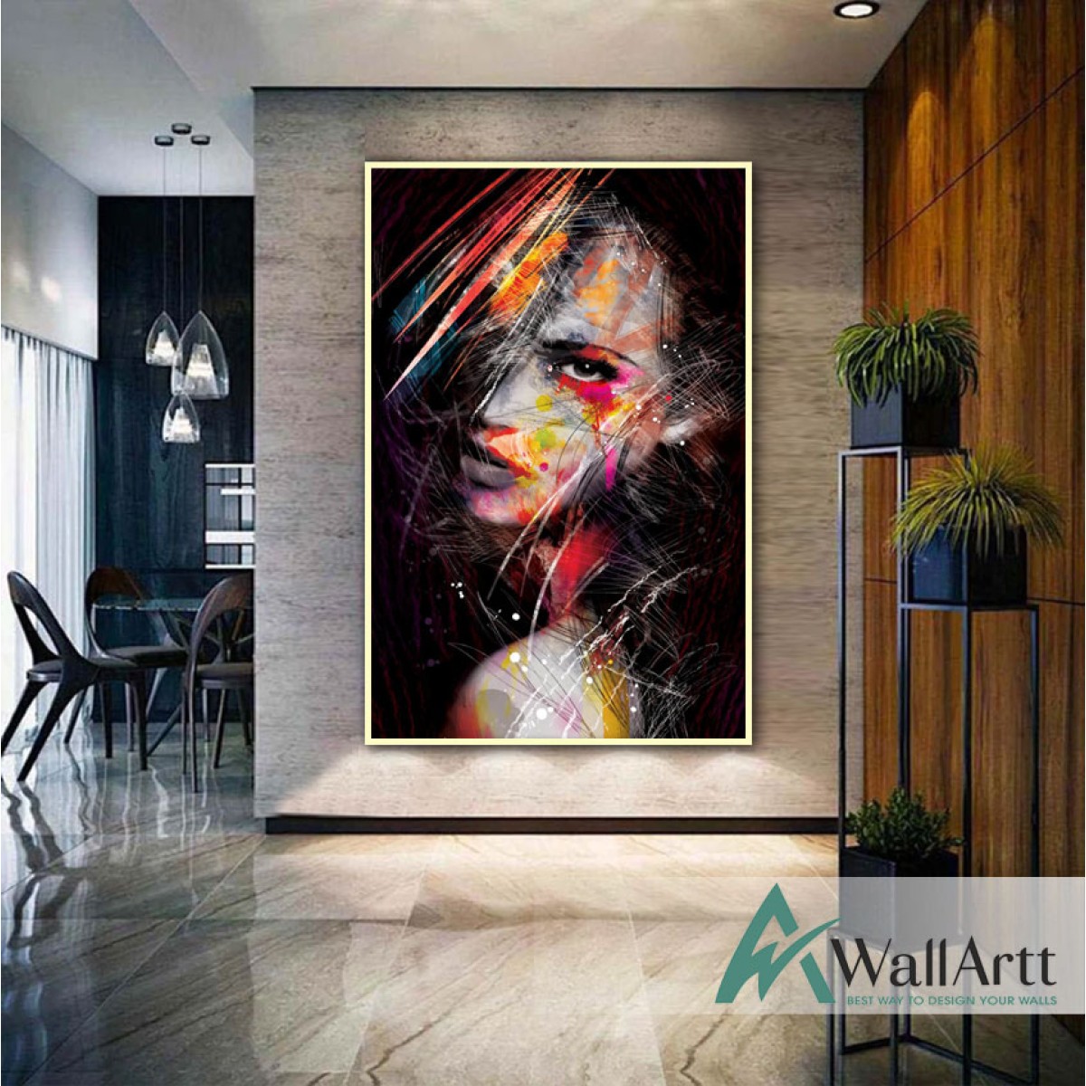 Abstract Crying Woman Textured Partial Oil Painting - Wall Art