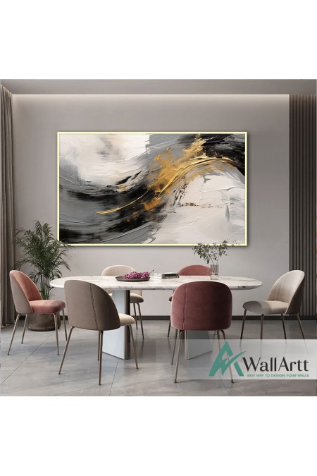 Abstract Gold Wave II Textured Partial Oil Painting - Wall Art