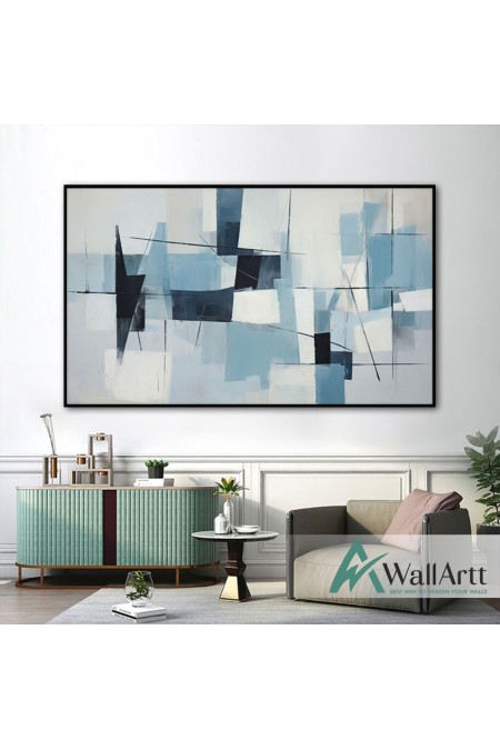 Blue Navy II Abstract Textured Partial Oil Painting - Wall Art