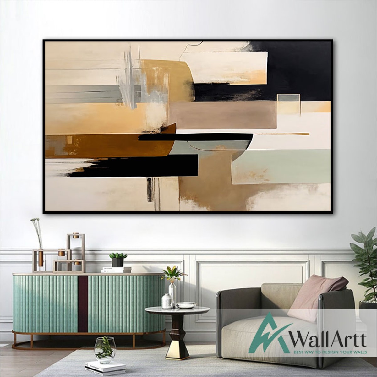 Retro Brown Abstract Textured Partial Oil Painting - Wall Art