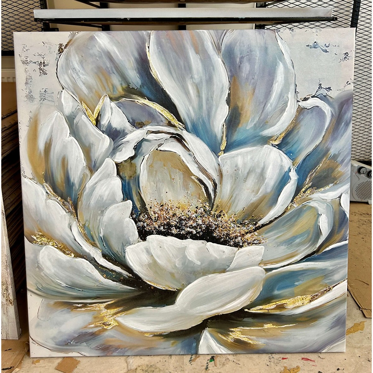 Gold Flower Textured Partial Oil Painting