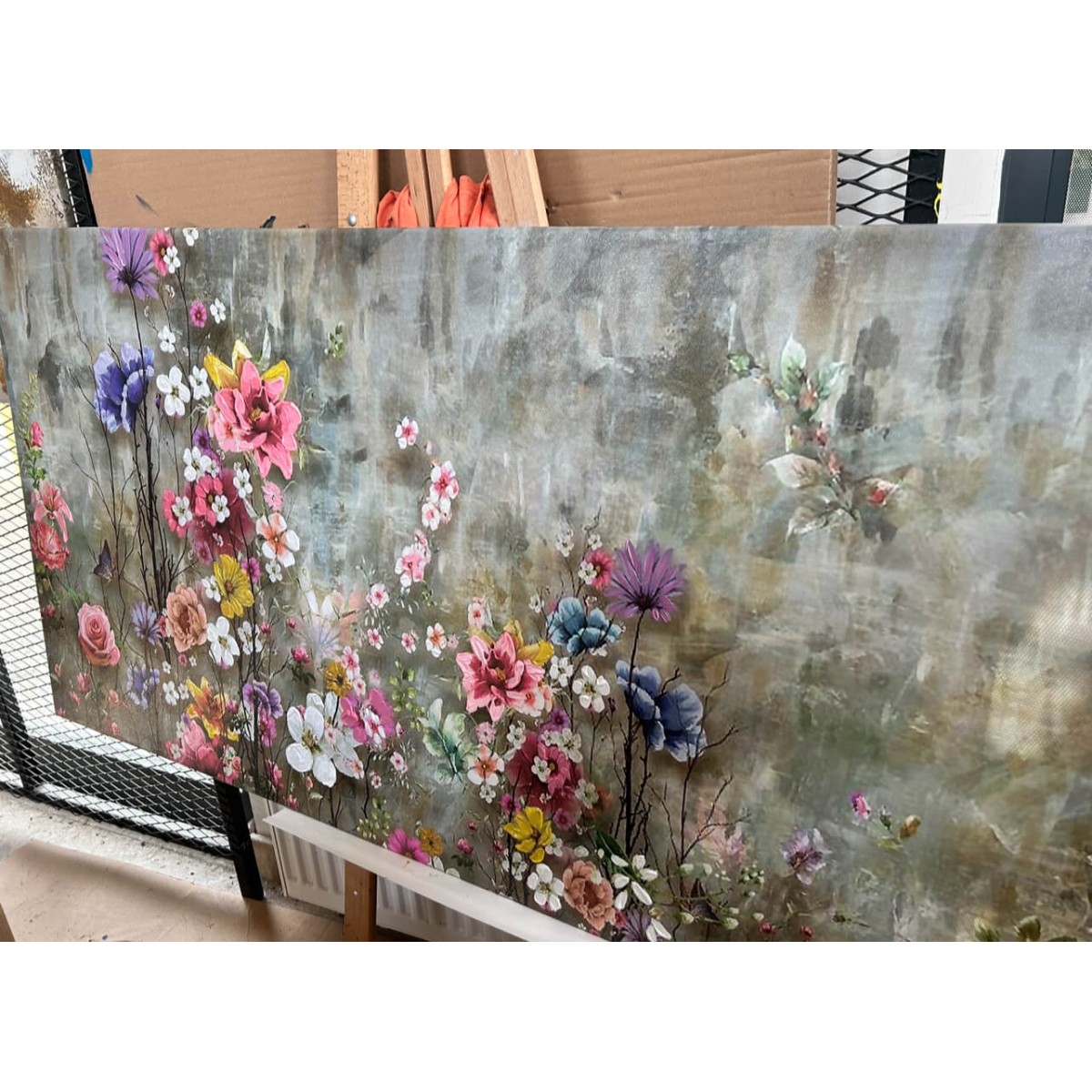 Nice Colorful Flowers Textured Partial Oil Painting