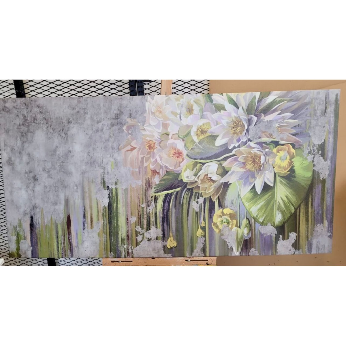 White Tropic Flowers Textured Partial Oil Painting