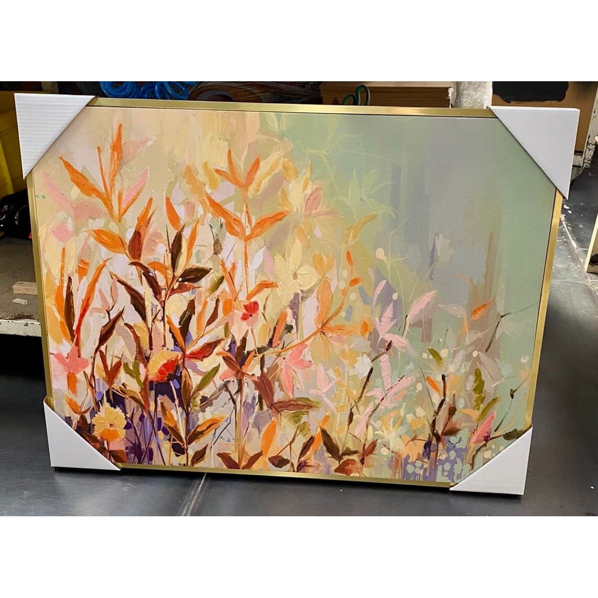 Orange Leaves Abstract Textured Partial Oil Painting