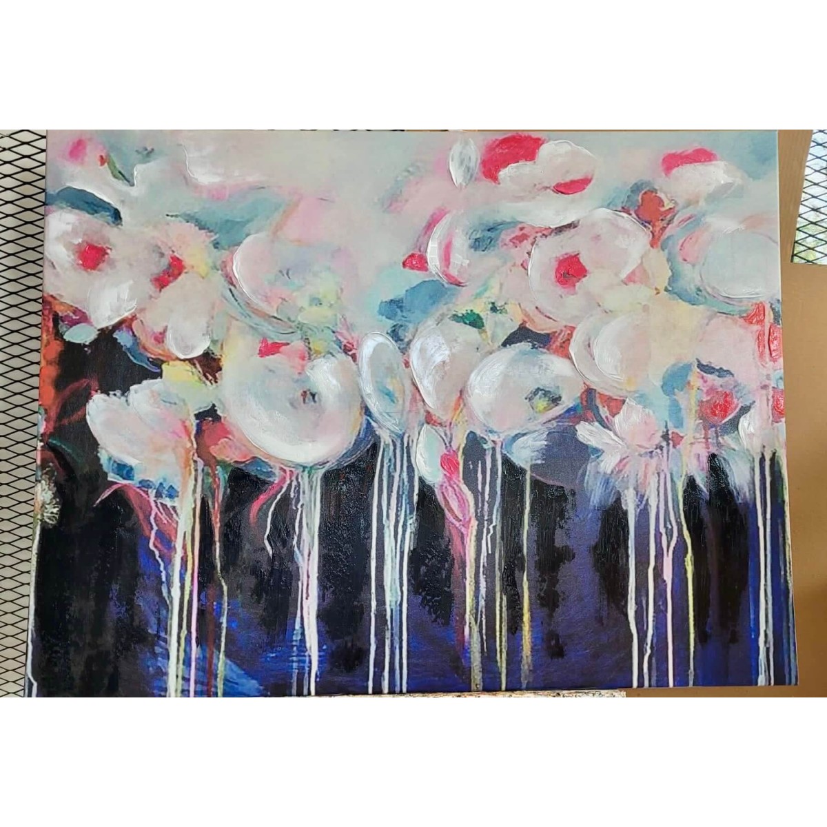 Colorful Flowers Abstract Textured Partial Oil Painting