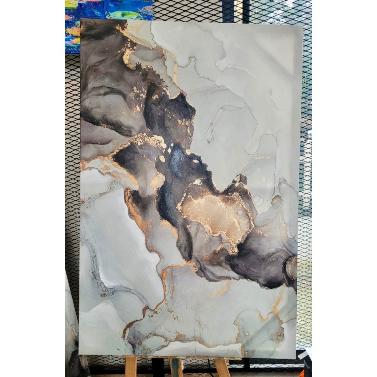 Gold Marble with Gold Foil III Textured Partial Oil Painting