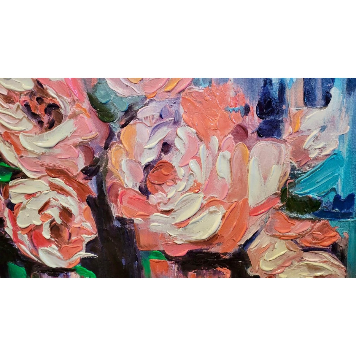 Bunch of Roses 3D Heavy Textured Partial oil Painting 