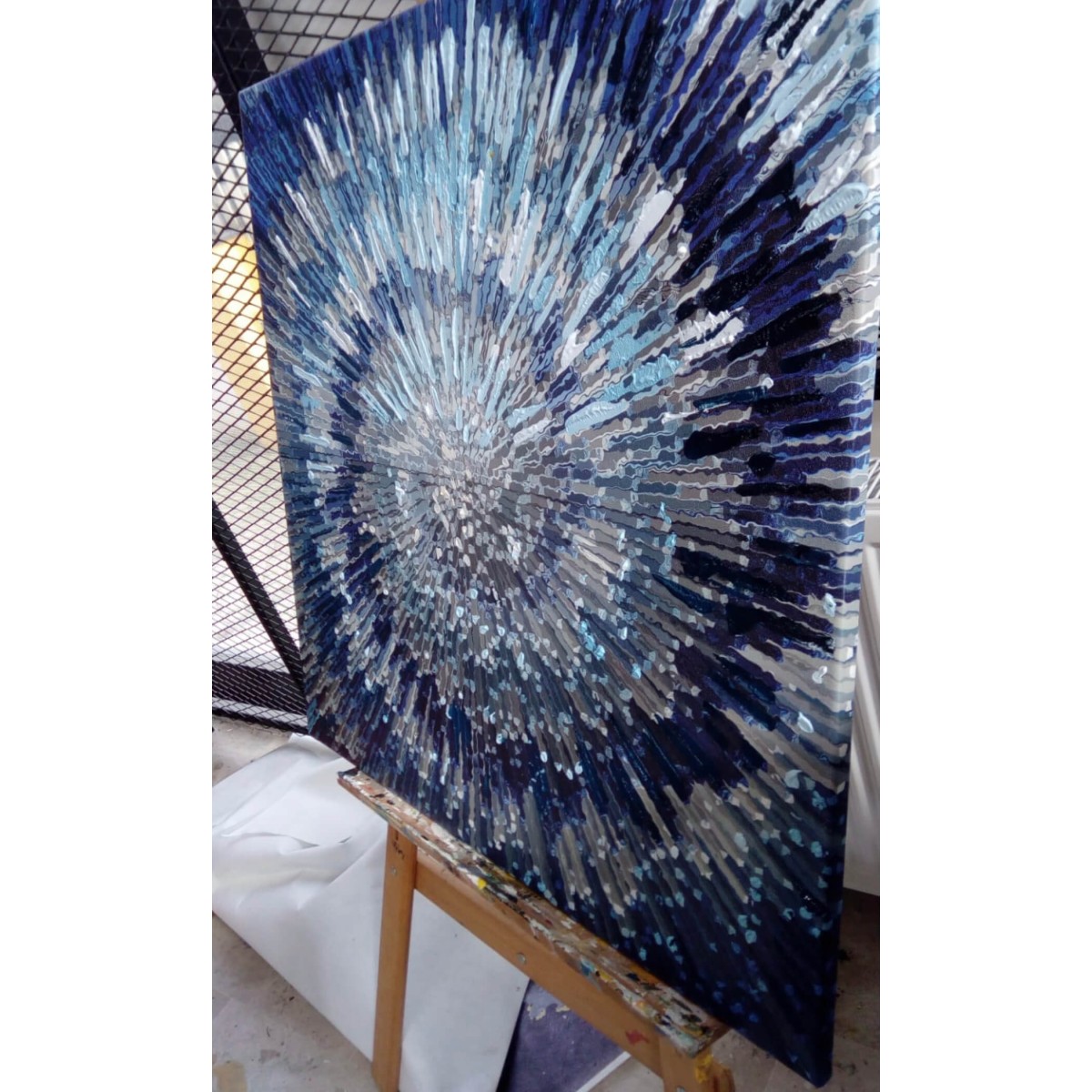 Blue Depth Textured Partial Oil Painting