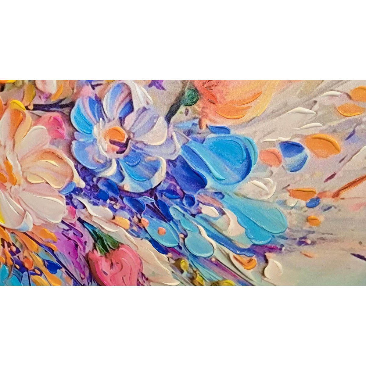 Abstract Colorful Flowers 3d Heavy Textured Partial Oil Painting