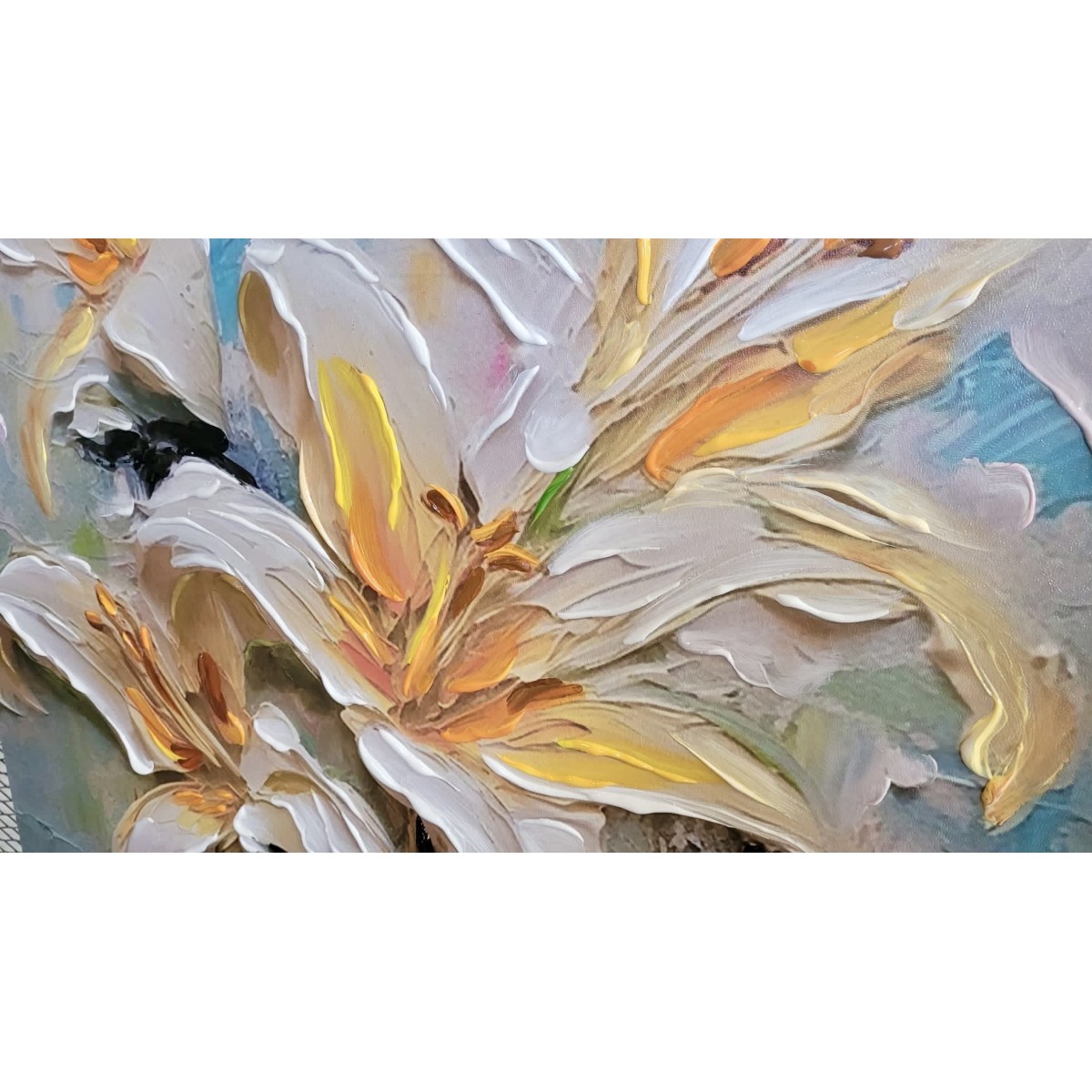Lilies 3d Heavy Textured Partial Oil Painting