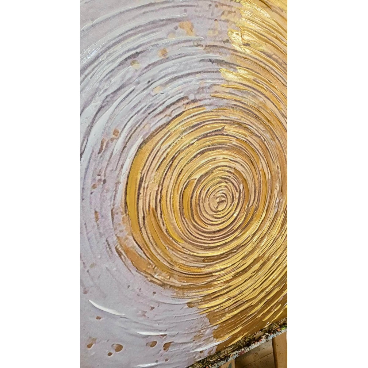 Gold Foil Circles 3d Heavy Textured Partial Oil Painting