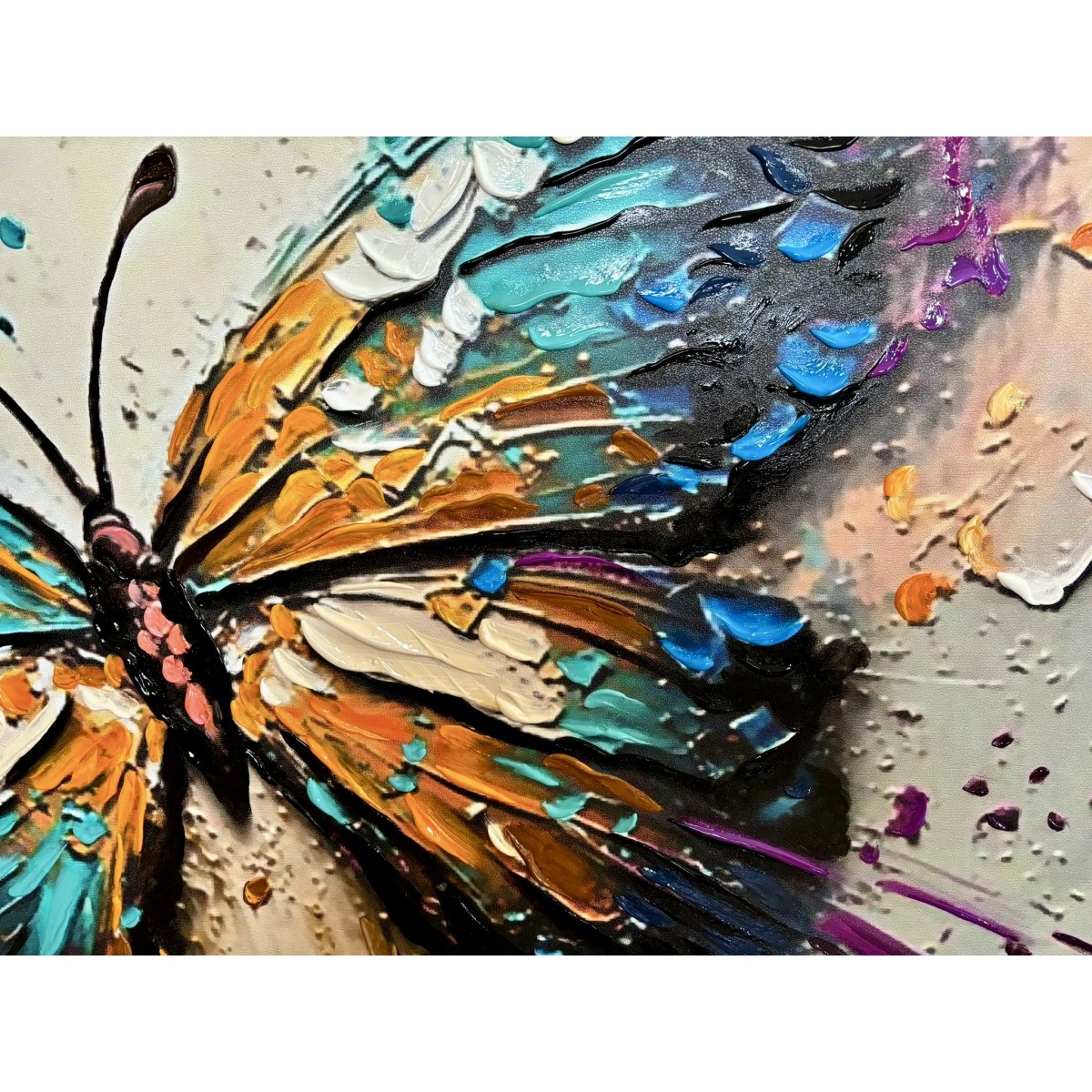 Abstract Blue Butterfly II 3d Heavy Textured Partial Oil Painting