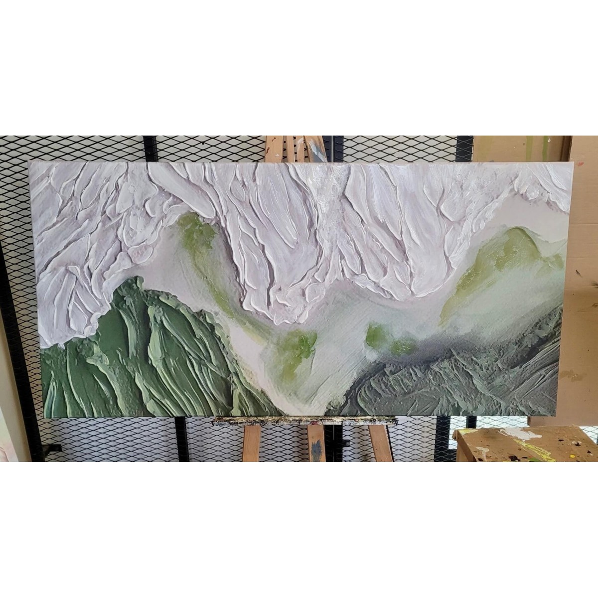 Green Coastline 3d Heavy Textured Partial Oil Painting