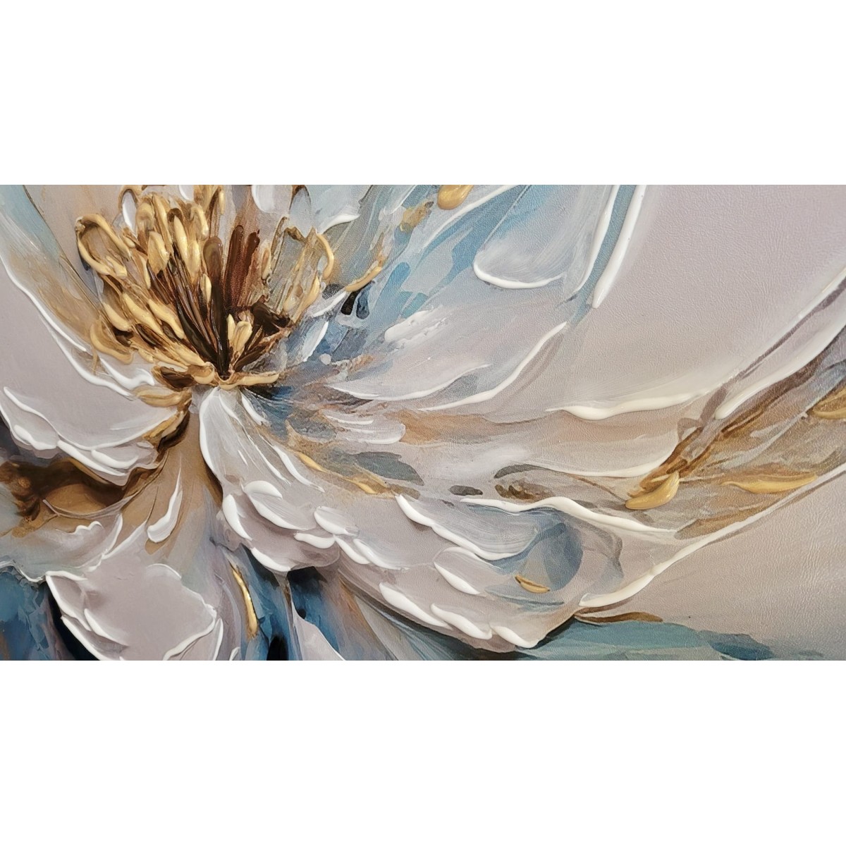 Blue White Flower 3d Heavy Textured Partial Oil Painting