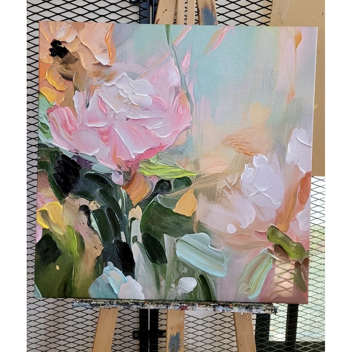 Abstract Colorful Flowers II 3d Heavy Textured Partial Oil Painting