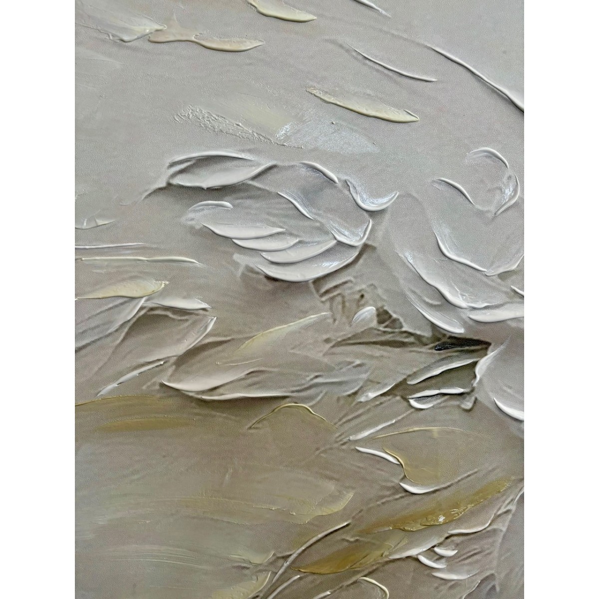 Abstract Embossed White Flower 3d Heavy Textured Partial Oil Painting