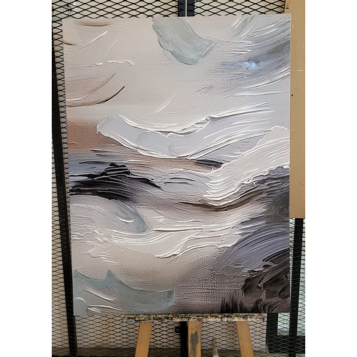 Soft Blue n white 3d Heavy Textured Partial Oil Painting