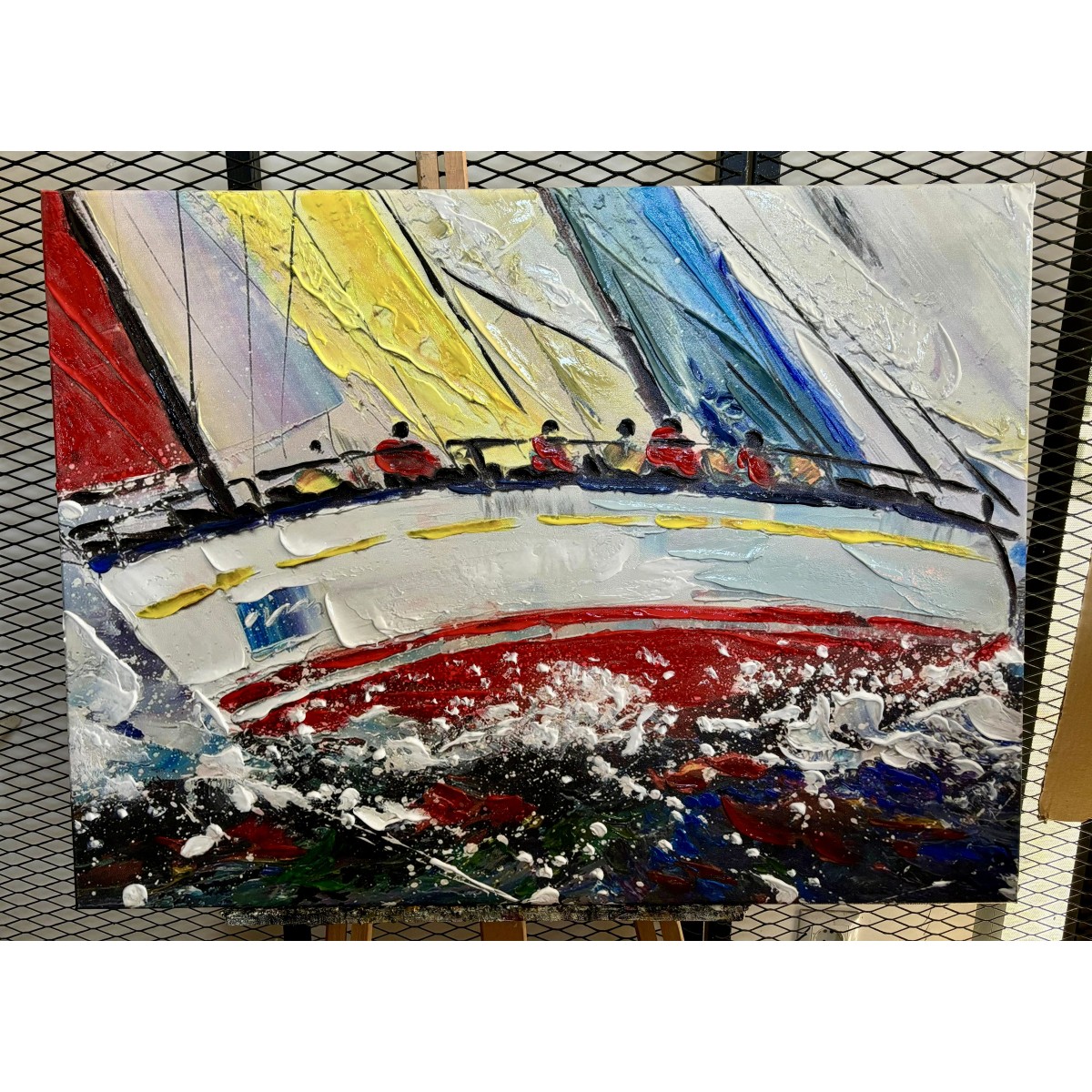 Sailing Race 3D Heavy Textured Partial Oil Painting