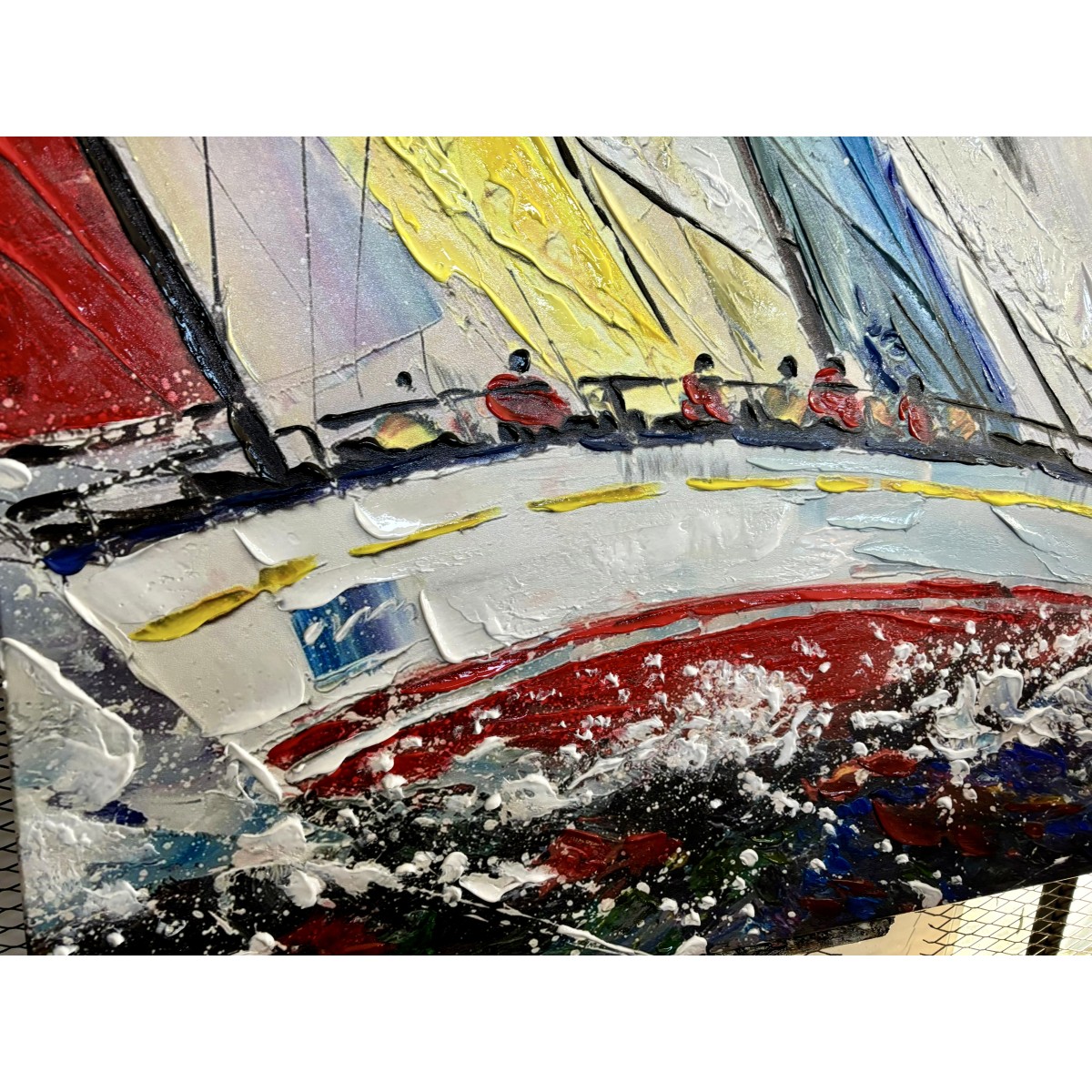 Sailing Race 3D Heavy Textured Partial Oil Painting