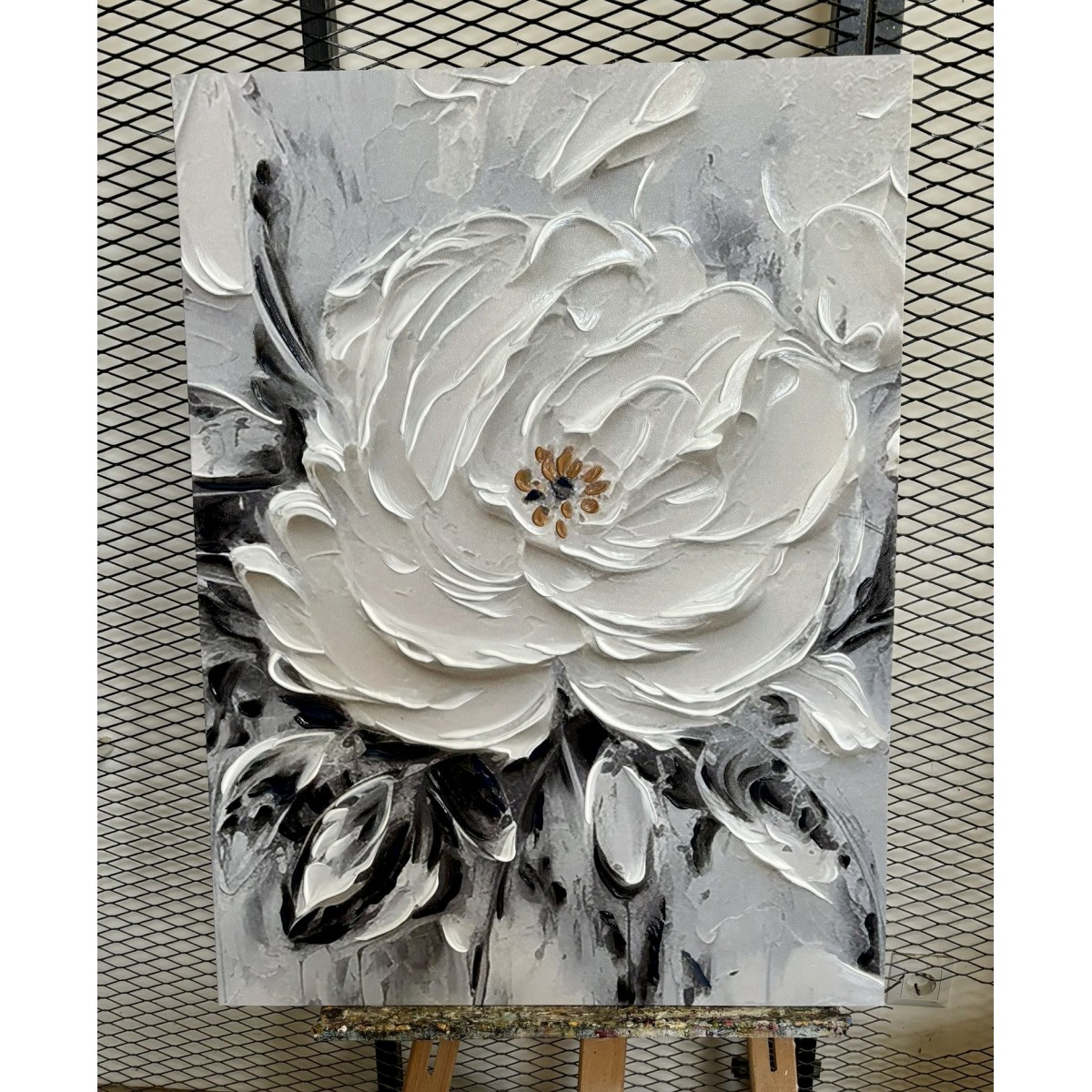 White Beauty III 3D Heavy Textured Partial Oil Painting