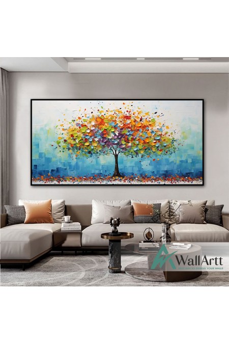Colorful Tree II 3D Heavy Textured Partial oil Painting 