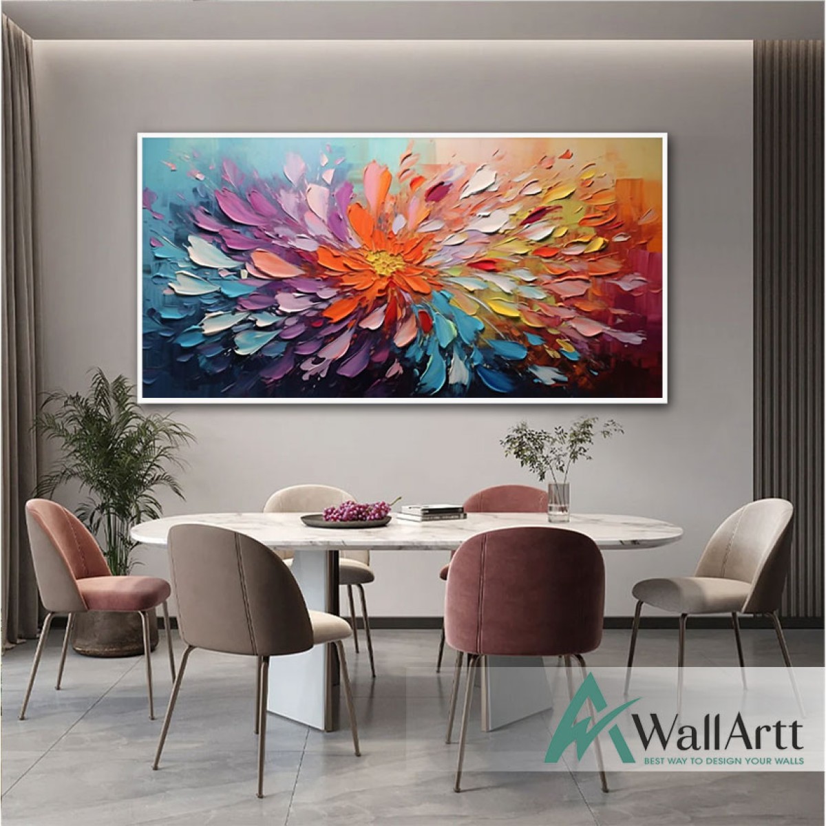 Fluttering flowers 3D Heavy Textured Partial oil Painting 