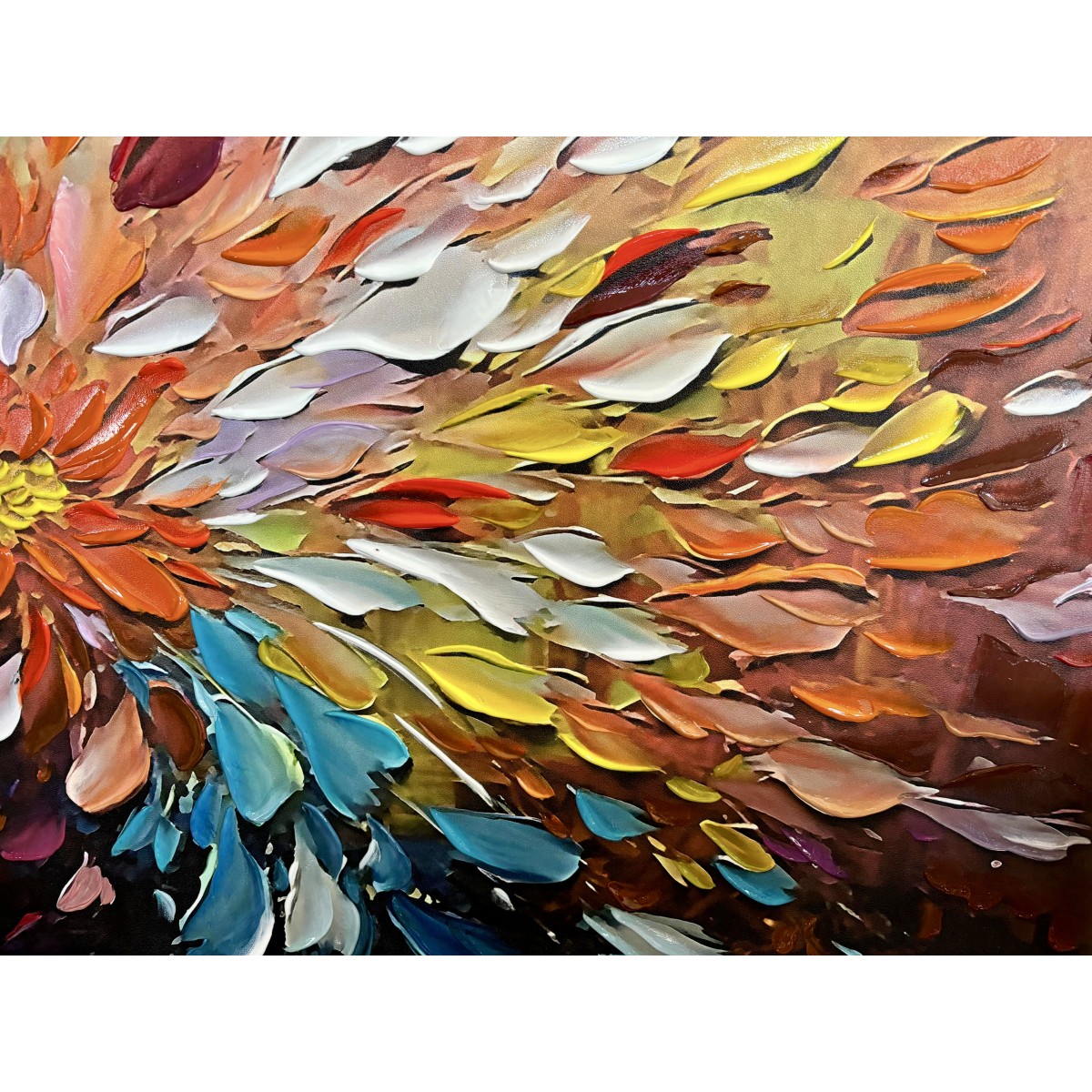 Fluttering flowers 3D Heavy Textured Partial oil Painting