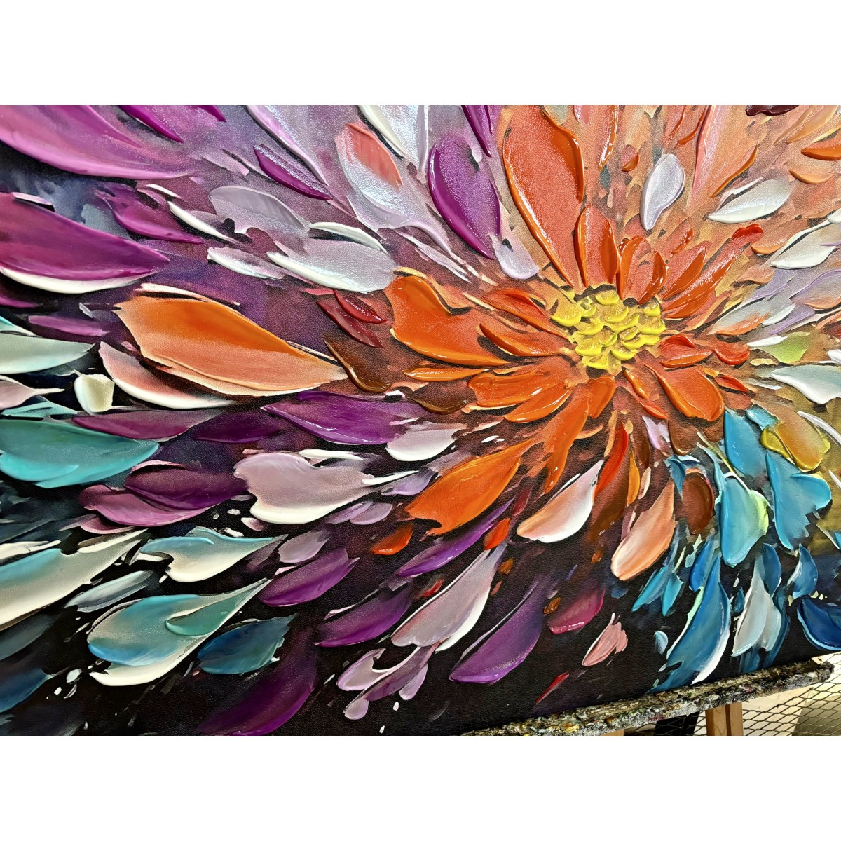 Fluttering flowers 3D Heavy Textured Partial oil Painting