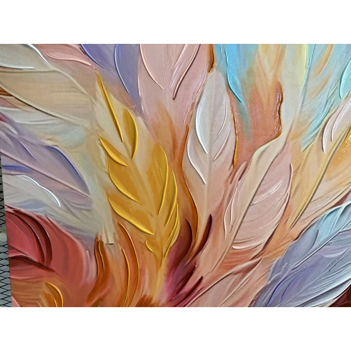 Abstract Colorful Leaves 3d Heavy Textured Partial Oil Painting