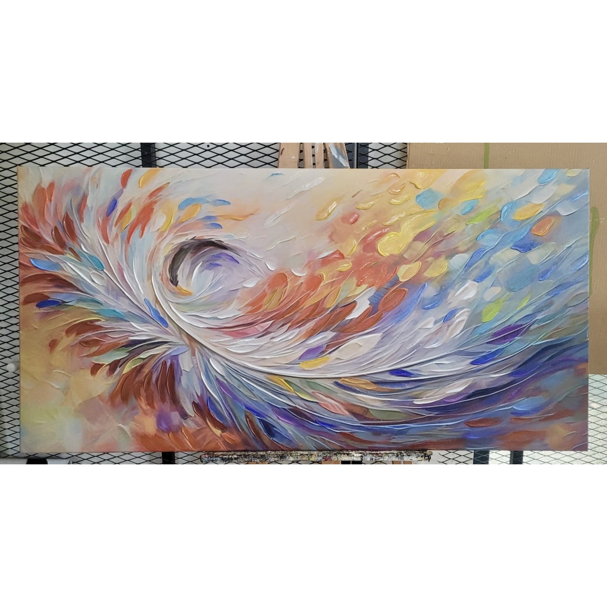 Abstract Colorful Feather II 3d Heavy Textured Partial Oil Painting