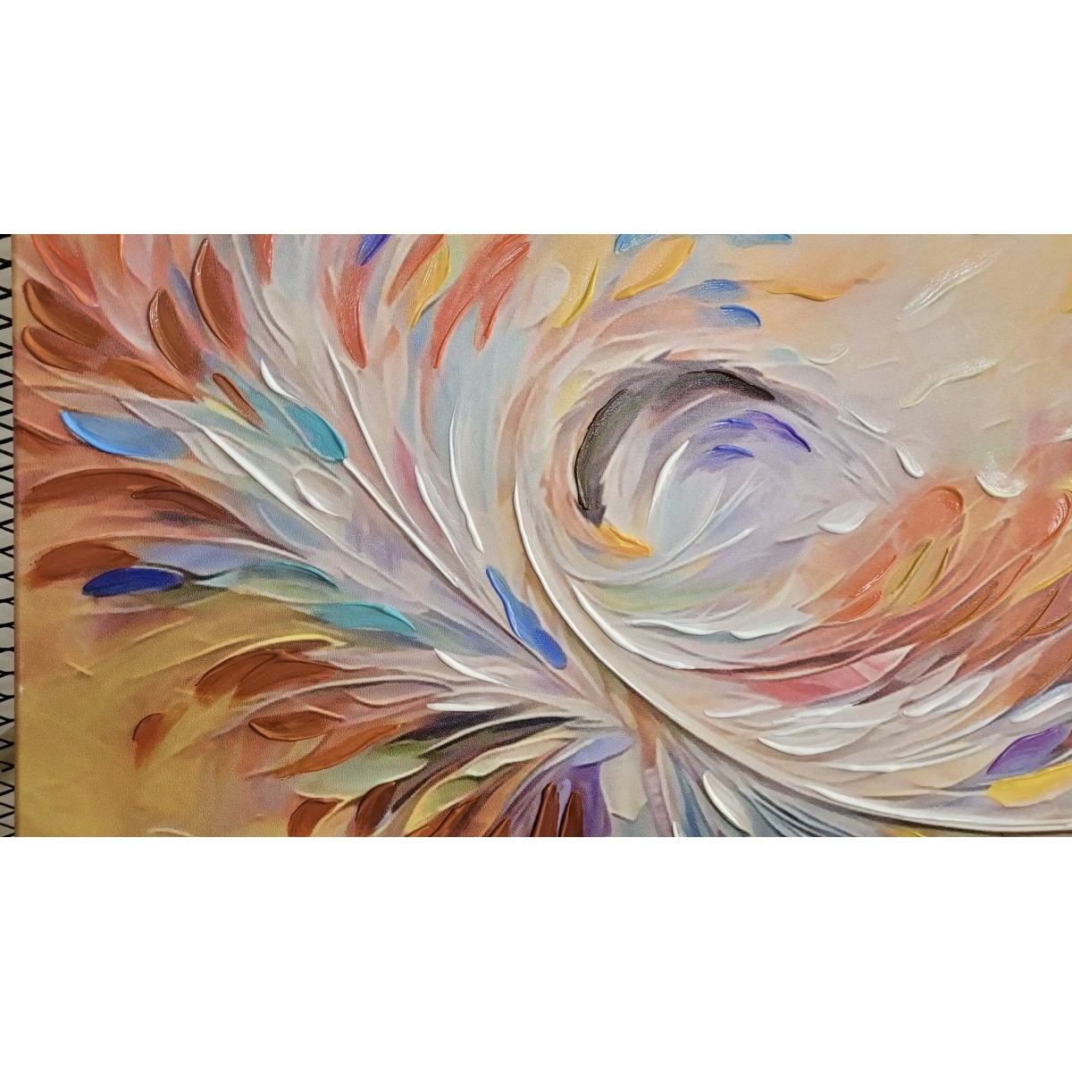 Abstract Colorful Feather II 3d Heavy Textured Partial Oil Painting