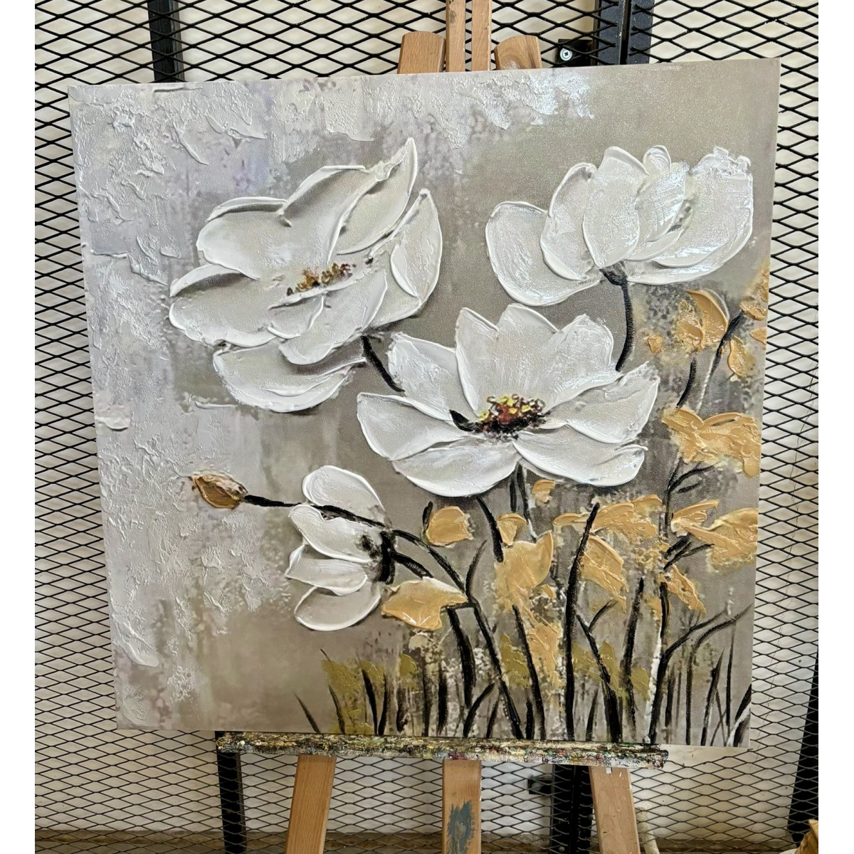 White Blossom 3D Heavy Textured Partial Oil Painting