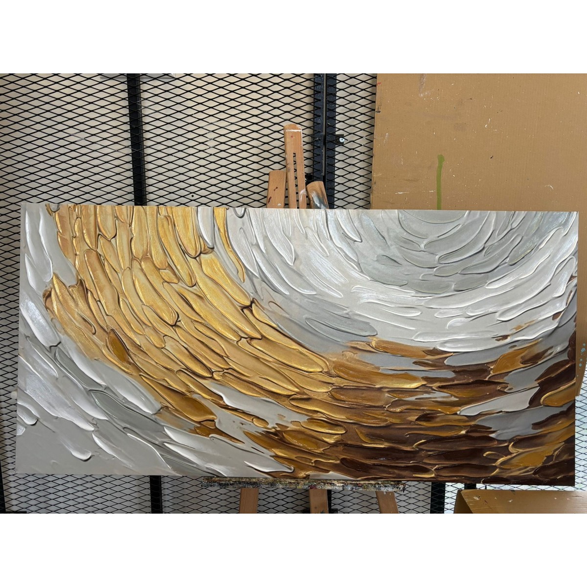 Half Gold Circle 3D Heavy Textured Partial oil Painting