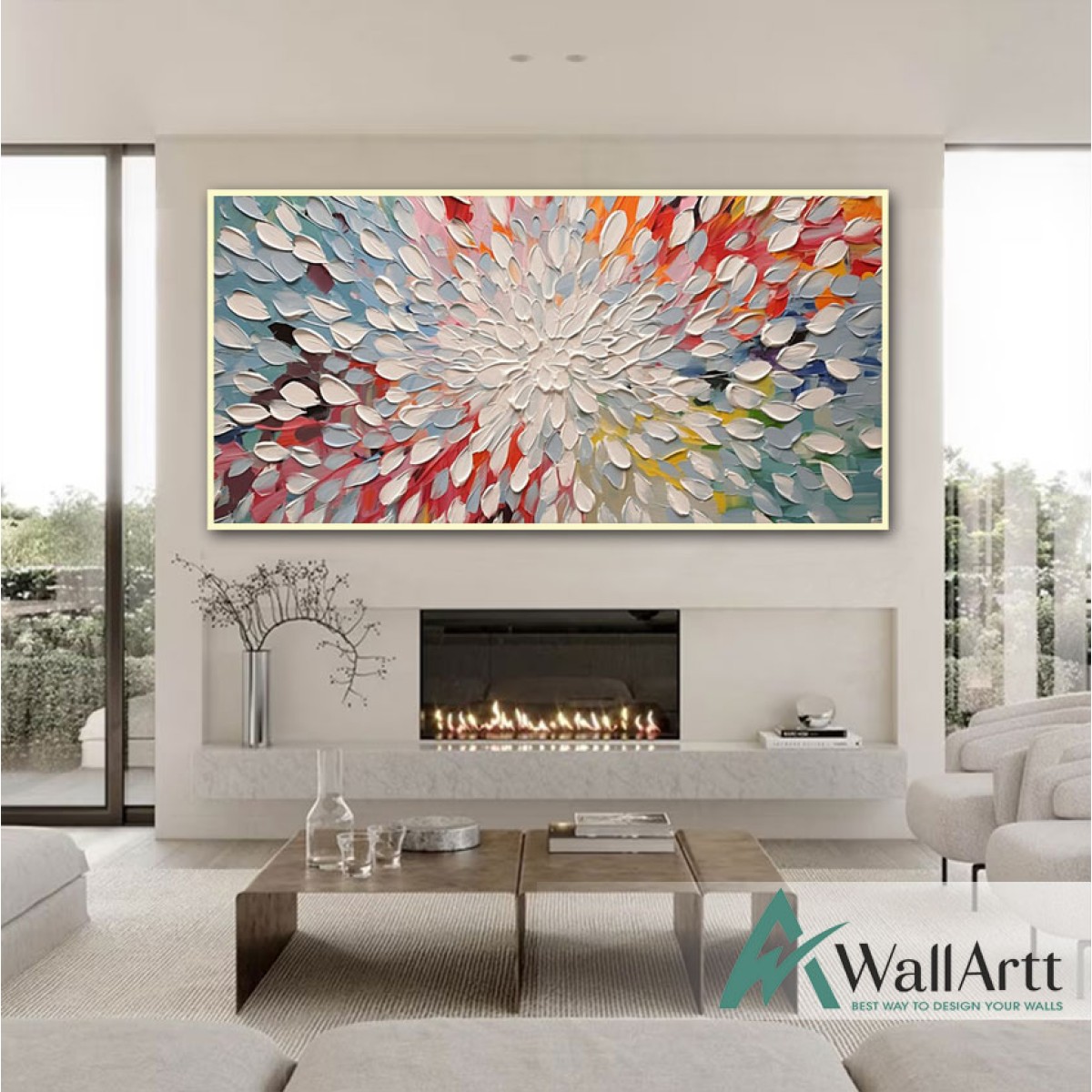 Abstract White Rain 3D Heavy Textured Partial oil Painting