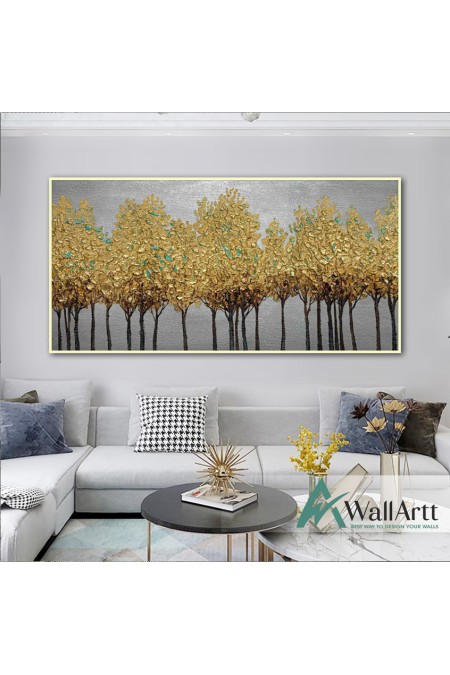 Gold Trees 3d Heavy Textured Partial Oil Painting