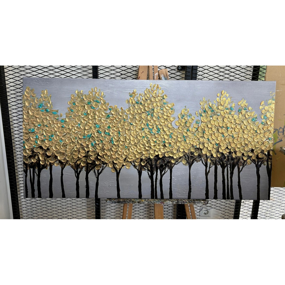 Gold Trees 3d Heavy Textured Partial Oil Painting