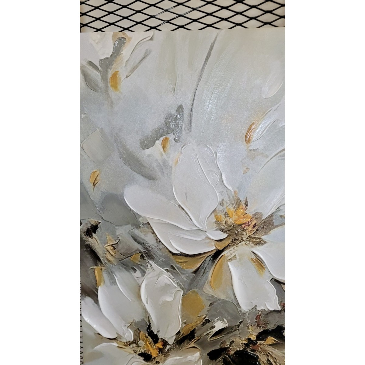 3 White Flowers 3d Heavy Textured Partial Oil Painting